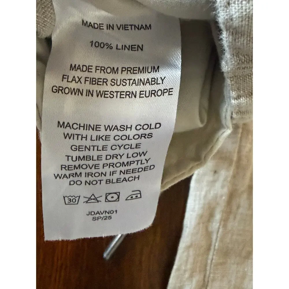 Quince Womens European Linen Pants Large Flax Beige Pull On Straight Minimalist